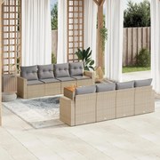 vidaXL Set canapele de grădină, 9 piese, cu perne, bej, poliratan