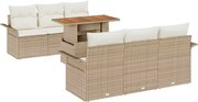 vidaXL Set de canapele pentru grădină 7 pcs Bej Rattan poli