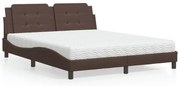 vidaXL Pat cu saltea, maro, 160x200 cm, piele ecologică