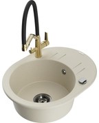 Mexen Kevin chiuvetă de granit cu o singură cuvă și baterie de bucătărie Duo, bej - 6517-69-671701-57-B