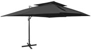 vidaXL Umbrelă în consolă cu înveliș dublu, negru, 400x300 cm