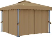 vidaXL Pavilion cu perdea, gri taupe, 3x3 m, aluminiu