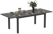 Outsunny Masă Extensibilă pentru Grădină din Aluminiu și Blat cu Șipci, 160/220x90x73 cm, Gri | Aosom Romania