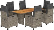 vidaXL Set mobilier de grădină cu perne, 7 piese, gri, poliratan