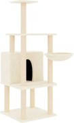 vidaXL Ansamblu de pisici cu stâlpi din funie de sisal, crem, 132 cm