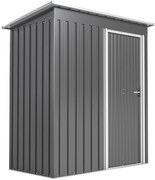 Outsunny Adăpost Unelte cu Acoperiș Înclinat și Ușă Glisantă, din Oțel și PP, 163x89x182 cm, Gri Deschis | Aosom Romania