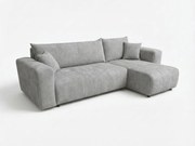 Canapea extensibila de colt SORELA CORD, gri deschis, reversibila + 2 pernute gratuite