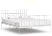 vidaXL Cadru de pat cu bază din șipci, alb, 200 x 200 cm, metal