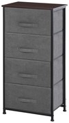 HOMCOM Comoda din Material Textil Mobila de Depozitare 4 sertare sifonier dim. 45L x 30l x 92H cm Cadru din metal gri | Aosom Romania