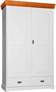 Dulap lemn masiv alb-natur Florence, 132 × 62 × 218 cm