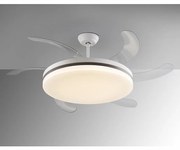 Lustra LED cu Ventilator si telecomanda, lame retractabile Vento alb/ bronz