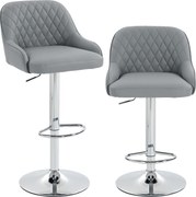 HOMCOM Set de 2 Scaune de Bar Rotative Reglabile pentru Bucătărie, Gri Deschis | Aosom Romania
