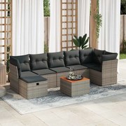vidaXL Set canapele de grădină cu perne, 8 piese, gri, poliratan