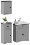 vidaXL Set de mobilier de baie din 3 piese lemn masiv de pin gri