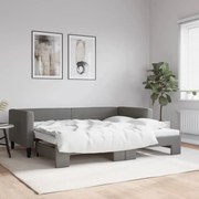 vidaXL Pat de zi cu extensie, gri închis, 90x200 cm, textil