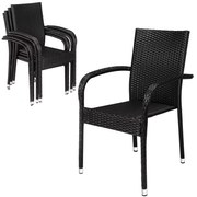 Deuba Scaune de ratan Comfort 4 buc - negru