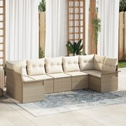 vidaXL Set de canapele pentru grădină cu pernă 7 pcs Bej Rattan poli