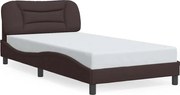 vidaXL Cadru de pat fără saltea, Hvar, maro închis, 100x200 cm, textil