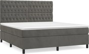 vidaXL Pat box spring cu saltea, gri închis, 180x200 cm, catifea