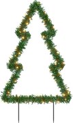 vidaXL Decorațiune brad cu lumini de Crăciun cu țăruși, 80 LED, 60 cm