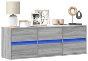 vidaXL Comodă TV de perete cu lumini LED, gri sonoma, 130x31x45 cm