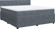 vidaXL Pat box spring cu saltea, gri închis, 200x200 cm, catifea
