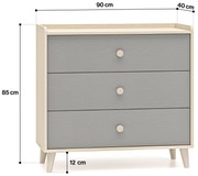 Comodă cu sertare Marla 90 cm - nisip deșert / palladium gri