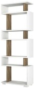Etajera carti Bonami 745DCD3606, 165x60 cm, 6 rafturi, Finisaj melaminat, Alb/Maro