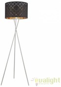 Lampadar elegant cu abajur din tesatura negru cu auriu, CLARKE 15229S1 GL