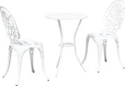 vidaXL Set Bistro de Grădină 3 pcs Alb Aluminiu