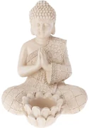Decorație de grădină Buddha pentru lumânare deceai, 14 x 19 x 13 cm, crem