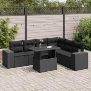 vidaXL Set canapele de grădină cu perne, 7 piese, negru, poliratan