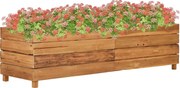 vidaXL Strat înălțat, 150x40x38 cm, lemn de tec reciclat și oțel