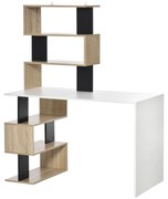 HOMCOM Birou cu Bibliotecă, Spațiu de Lucru Multifuncțional, Suport Computer din Lemn, Multicolor, 120x60x148cm | Aosom Romania