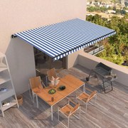 vidaXL Copertină retractabilă manual, albastru și alb, 500x350 cm