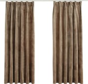 vidaXL Draperii opace, 2 buc., bej, 140x175 cm, catifea, cu cârlige