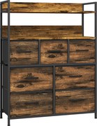 HOMCOM Comodă cu 7 Sertare Detașabile și Pliabile și 2 Rafturi, 79x29x101 cm, Maro | Aosom Romania