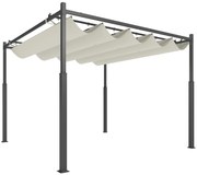 Outsunny Pergola de grădină exterioară 3 x 3 m cu acoperiș retractabil și fixare magnetică, adăpost solar UPF30+, crem | Aosom Romania
