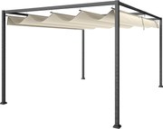 Outsunny Pergolă Gazebo 3x2 m cu Acoperiș Retractabil, Orificii de Drenaj, Țăruși și Șuruburi, Pergolă din Metal și Poliester pentru Exterior, Crem | Aosom Romania
