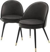 Set de 2 scaune elegante design LUX Cooper, catifea gri inchis 113125 HZ