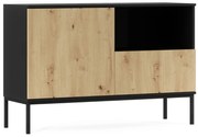 Comoda LANZZI 120x40 cm, neagra/dub