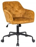 Scaun de birou elegant Dutch Comfort, catifea galben mustar