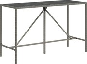 vidaXL Masă de bar cu blat din sticlă, gri, 180x70x110 cm, poliratan