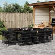 vidaXL Set mobilier de grădină cu perne, 13 piese, negru, poliratan