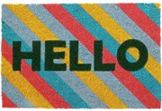 Covoraș din nucă de cocos Hello color, 39 x 59 cm