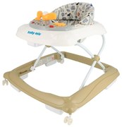 Baby Mix Walker pentru copii cu volan și roți dinsilicon maro deschis, 50 x 44 x 50 cm