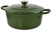 Oală din fontă emailată cu capac 25x11 cm, 3.5L – Perfect Home 11862, verde, cu interior antiaderent, perfectă pentru gătit lent și uniform