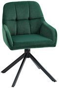 HOMCOM Fotoliu Modern din Catifea cu Șezut Rotativ, Brațe și Picioare din Oțel, 55x51.5x85.5 cm, Verde | Aosom Romania