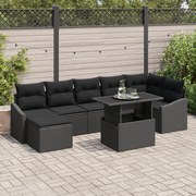 vidaXL Set de canapele pentru grădină cu pernă 8 pcs Negru