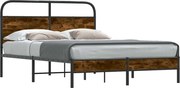 vidaXL Cadru de pat fără saltea 135x190 cm Stejar fumuriu